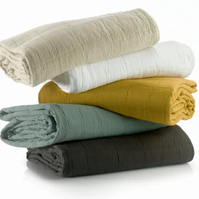 Linge de lit - Jeté recyclé Titou Blanc 240 x 260 - MAISON VIVARAISE - SDE VIVARAISE WINKLER