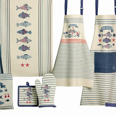 Aprons - New Pesk Kitchen Apron Bleu 72 X 85 - MAISON VIVARAISE - SDE VIVARAISE WINKLER
