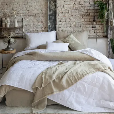 Bed linens - Zeff Flat Sheet Craie 240 X 300 - MAISON VIVARAISE - SDE VIVARAISE WINKLER