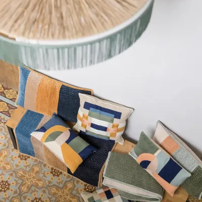 Cushions - Elise Patchs Cushion Cobalt 40 X 65 - MAISON VIVARAISE - SDE VIVARAISE WINKLER