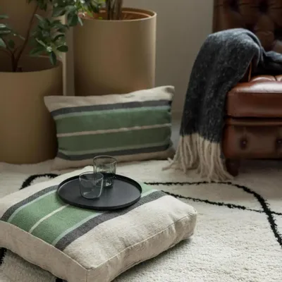 Cushions - Gatsby Floor Cushion Eucalyptus 55 X 55 X 10 - MAISON VIVARAISE - SDE VIVARAISE WINKLER