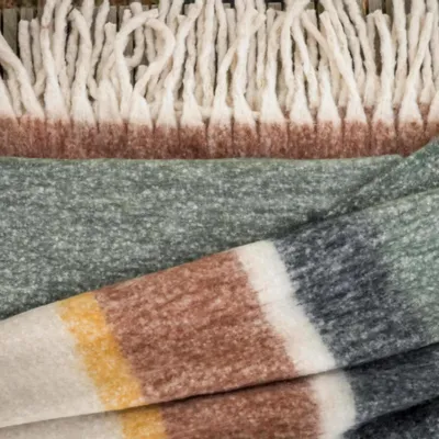 Throw blankets - Isabel Recycled Plain Throw Olive 130 X 160 - MAISON VIVARAISE - SDE VIVARAISE WINKLER