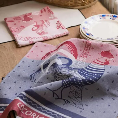 Torchons - Torchon jacquard Cocorico Multicolore 50 x 70 - MAISON VIVARAISE - SDE VIVARAISE WINKLER