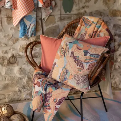 Cushions - Dori Printed Cushion Papaye 45 X 45 - MAISON VIVARAISE - SDE VIVARAISE WINKLER