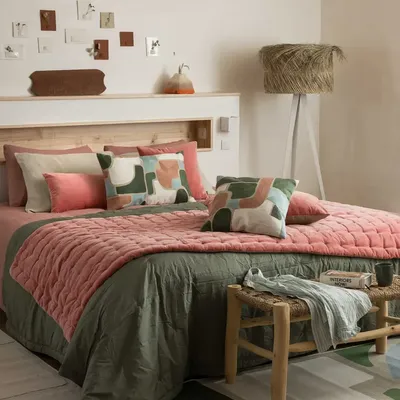 Linge de lit - Chemin de lit uni Elise Pêche 90 x 240 - MAISON VIVARAISE - SDE VIVARAISE WINKLER