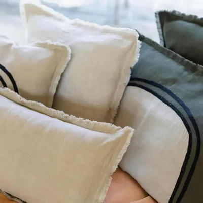 Cushions - Laly Bicolore Two-Tone Cushion Olive 40 X 65 - MAISON VIVARAISE - SDE VIVARAISE WINKLER