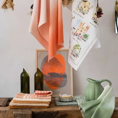 Dish towels - Recycled Tie&Dye Tea Towel Cactus 50 X 70 - MAISON VIVARAISE - SDE VIVARAISE WINKLER