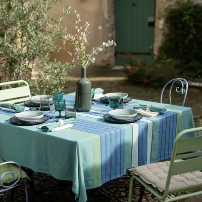 Table cloths - Yuna Recycled Tablecloth Paon 170 X 250 - MAISON VIVARAISE - SDE VIVARAISE WINKLER