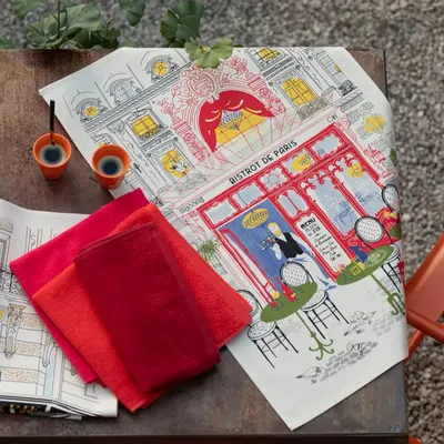 Torchons - Torchon Imprimé Façade bistrot Ecru 48 x 72 - MAISON VIVARAISE - SDE VIVARAISE WINKLER