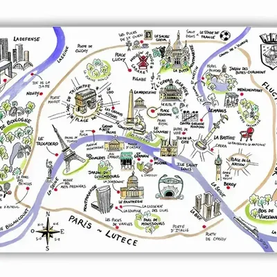 Table cloths - Dessin Paris Placemat Set Assortis 45 X 30 - MAISON VIVARAISE - SDE VIVARAISE WINKLER