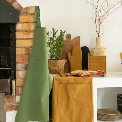 Tabliers de cuisine - Tablier de cuisine recyclé Dario Vert 85 x 72 - MAISON VIVARAISE - SDE VIVARAISE WINKLER