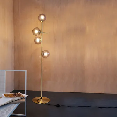 Floor lamps - Como smoke/ brass floor lamp - DYBERG LARSEN
