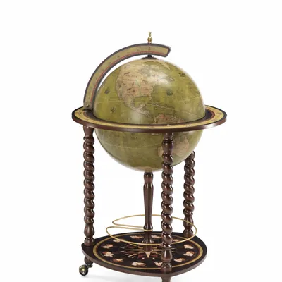 Chariots pour restaurants - Zoffoli Bar Globe Explora Olive Green d.40cm - ZOFFOLI MAPPAMONDI