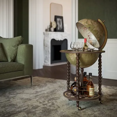 Chariots pour restaurants - Zoffoli Bar Globe Explora Olive Green d.40cm - ZOFFOLI MAPPAMONDI