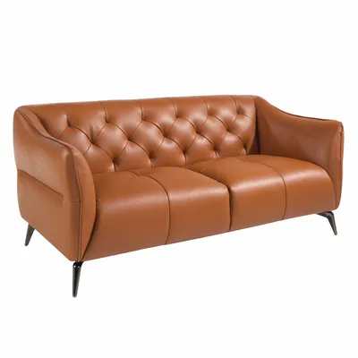 Canapés - Canapé 2 places tapissé en cuir de vachette marron - ANGEL CERDÁ