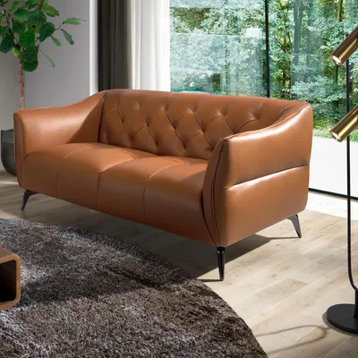 Sofas - 2 seater sofa upholstered in brown cowhide leather - ANGEL CERDÁ