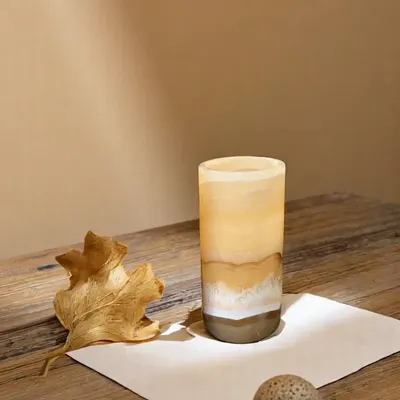 Candlesticks and candle holders - Candle holder Kara Set of 2 - Alabaster Stone - handcrafted ecological - MAISON ZOE