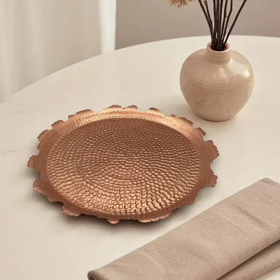 Accessoires thé et café - Plateau de service Turin - cuivre rouge - martelé - 3 finitions dispon - MAISON ZOE