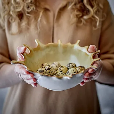 Platter and bowls - Alcott Bowl, Nature, Stoneware - BLOOMINGVILLE
