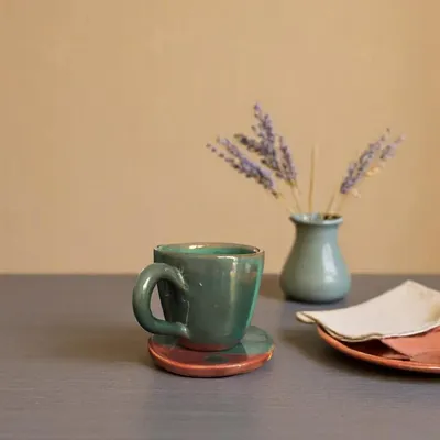 Mugs - Alexo Set of 2 – Handmade Ceramic Espresso Cups with Turquoise & Lilac - MAISON ZOE