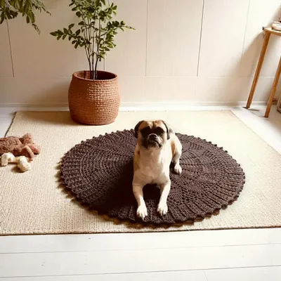 Contemporary carpets - Istanbul Crochet Rug –Handmade Monochrome Rug with Unique Design 110cm - MAISON ZOE