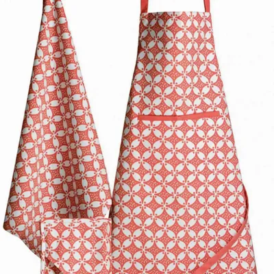 Aprons - Recycled Coated Kitchen Apron Fatou Corail 72 X 85 - MAISON VIVARAISE - SDE VIVARAISE WINKLER