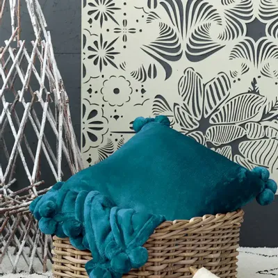 Cushions - Tender Pompons Cushion Paon 45 X 45 - MAISON VIVARAISE - SDE VIVARAISE WINKLER