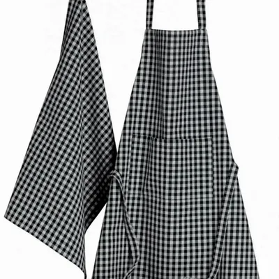 Aprons - Recycled Kitchen Apron Billie Noir/Gris 80 X 85 - MAISON VIVARAISE - SDE VIVARAISE WINKLER