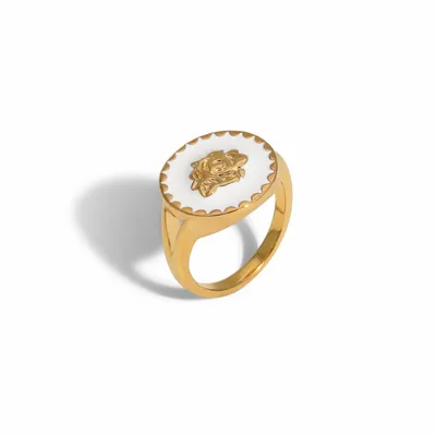 Jewelry - White Enamelled Rose Ring - ATELIER J.FB FRANCE