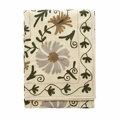 Throw blankets - Suzani embroidered cotton throw - MADAM STOLTZ