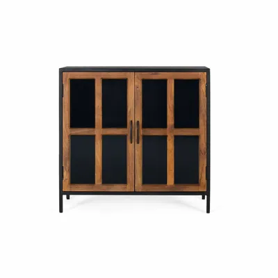 Buffets - Buffet avec 2 portes vitrées et structure en métal noir - GINER Y COLOMER