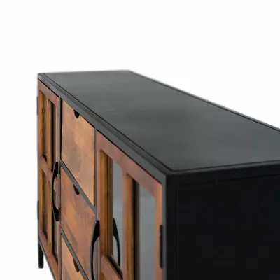Sideboards - Sideboard with 3 drawers and 2 doors with glass doors - GINER Y COLOMER