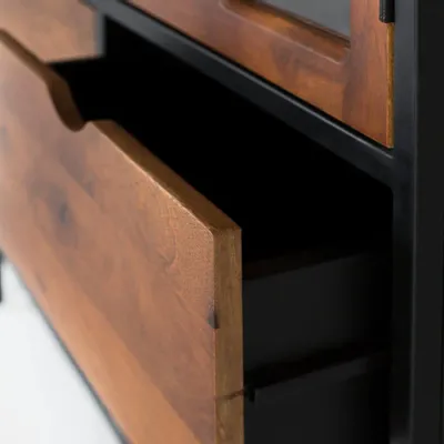 Sideboards - Showcase with 4 drawers and a glass door with metal structure - GINER Y COLOMER