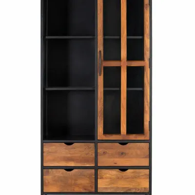 Buffets - Vitrine avec 4 tiroirs et une porte vitrée avec structure métallique - GINER Y COLOMER