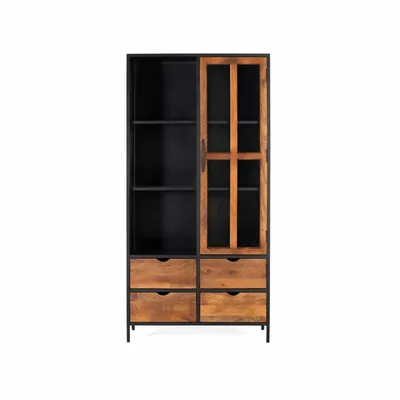 Buffets - Vitrine avec 4 tiroirs et une porte vitrée avec structure métallique - GINER Y COLOMER