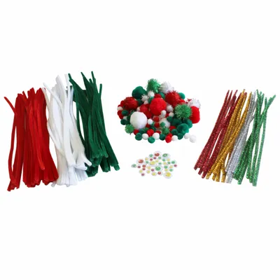 Loisirs créatifs pour enfant - Maxi pack chenilles, yeux mobiles & pompons - Noël - LOOLIPO