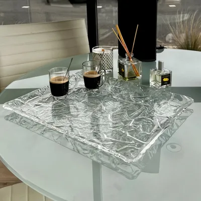 Decorative objects - FROSTED ACRYLIC TRAY - PLATEX