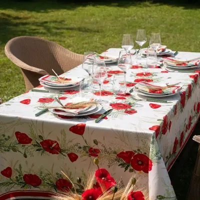 Linge de table textile - Nappe - Fleurs de pavot - BEAUVILLÉ