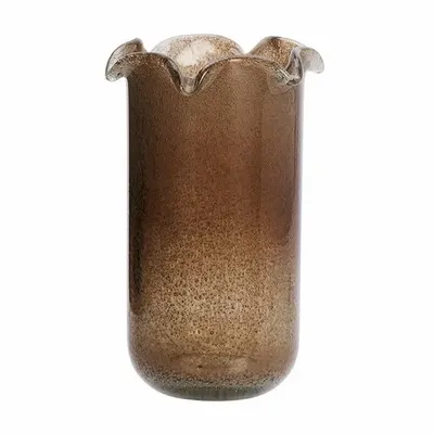 Vases - Frosted Glass Vase, Brown - MADAM STOLTZ