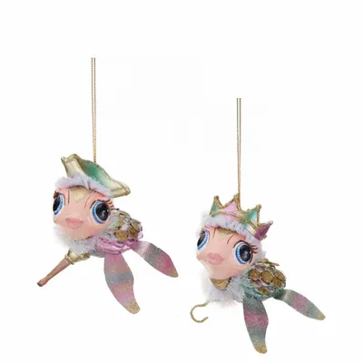 Autres décorations de Noël - TREAS.PIRATE TURTLE ORN ASS/2 GLD/PNK/GREN 12CM - GOODWILL M&G
