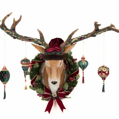 Autres décorations de Noël - WINT.BALSAM/BERRY ORN.DEER MURAL PC MARRON 92CM - GOODWILL M&G