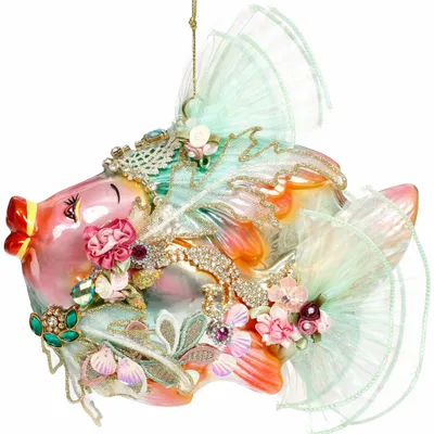Autres décorations de Noël - BIJOU DE LA MER EN VERRE POISSON ORN PNK/MULTI CM - GOODWILL M&G