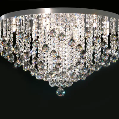 Ceiling lights - Round Crystal Ceiling Chandelier - CRISTALUX LIGHTING DESIGN