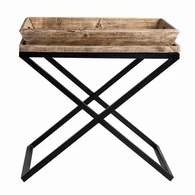 Coffee tables - Side table in mango wood off black distressed colour in 55x45x53 cm - VICAL