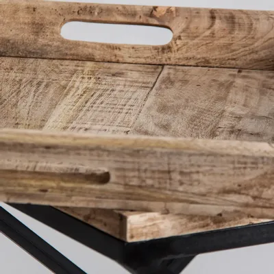 Coffee tables - Side table in mango wood off black distressed colour in 55x45x53 cm - VICAL