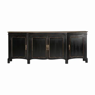 Sideboards - Sideboard in mango wood off black colour in 220x50x87 cm - VICAL