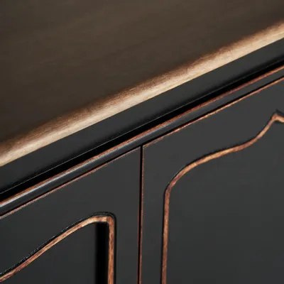 Buffets - Buffet en bois de manguier couleur noir cassé en 220x50x87 cm - VICAL