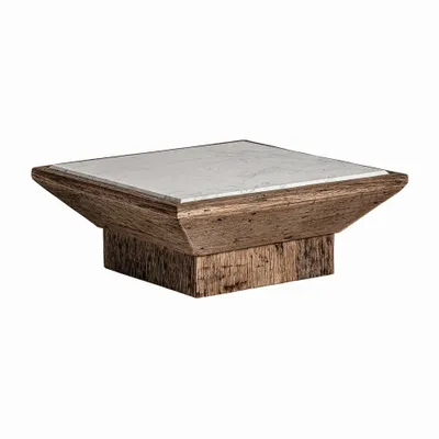 Coffee tables - Coffee table in recycled pine wood off brown distressed colour in 100 - VICAL