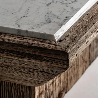 Coffee tables - Coffee table in recycled pine wood off brown distressed colour in 100 - VICAL