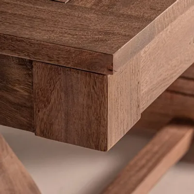 Dining Tables - Dining table in mango wood off brown colour in 200x100x79 cm - VICAL